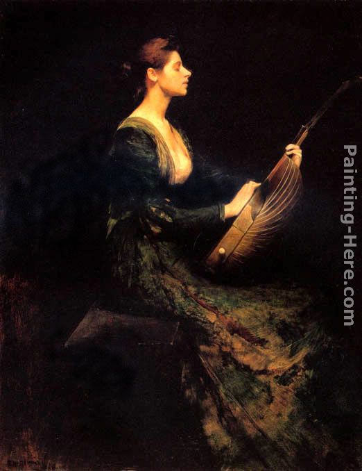 Lady with a Lute painting - Thomas Wilmer Dewing Lady with a Lute art painting
